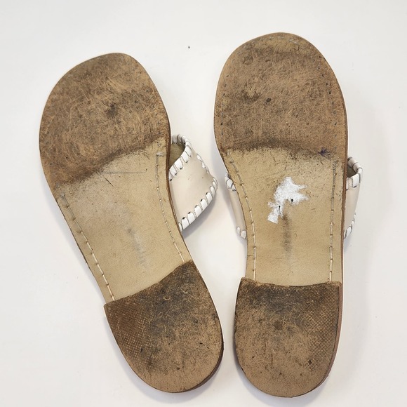 Jack Rogers Womens Hampton Thong Slip On Sandals Size 7 M Tan Cream Leather - Picture 9 of 9